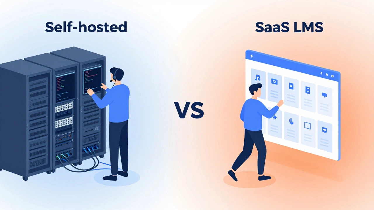 Contrasting server management versus drag-and-drop course creation for eLearning platforms.