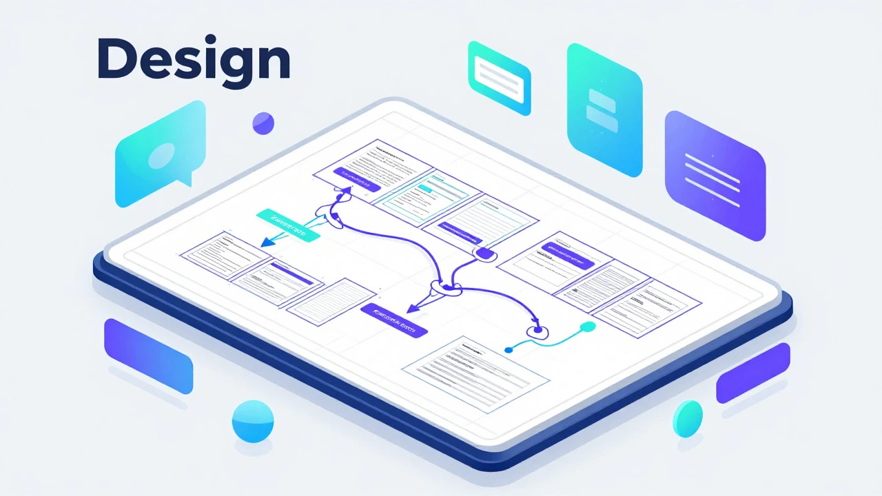 Abstract vector illustration of eLearning course architecture and storyboards